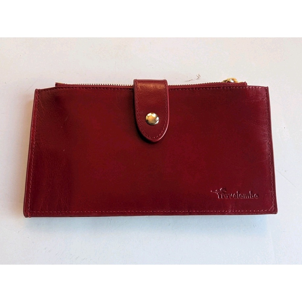 Travelambo Card Wallet RFID Blocking Bifold Multi Card Case Zipper Red